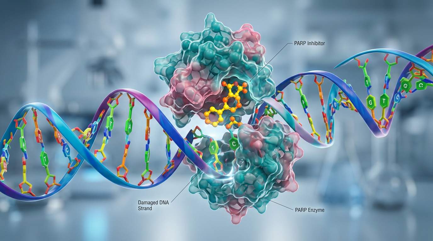 Kanser hücrelerinde hasarlı DNA'yı hedefleyen PARP inhibisyonunun moleküler görselleştirmesi.