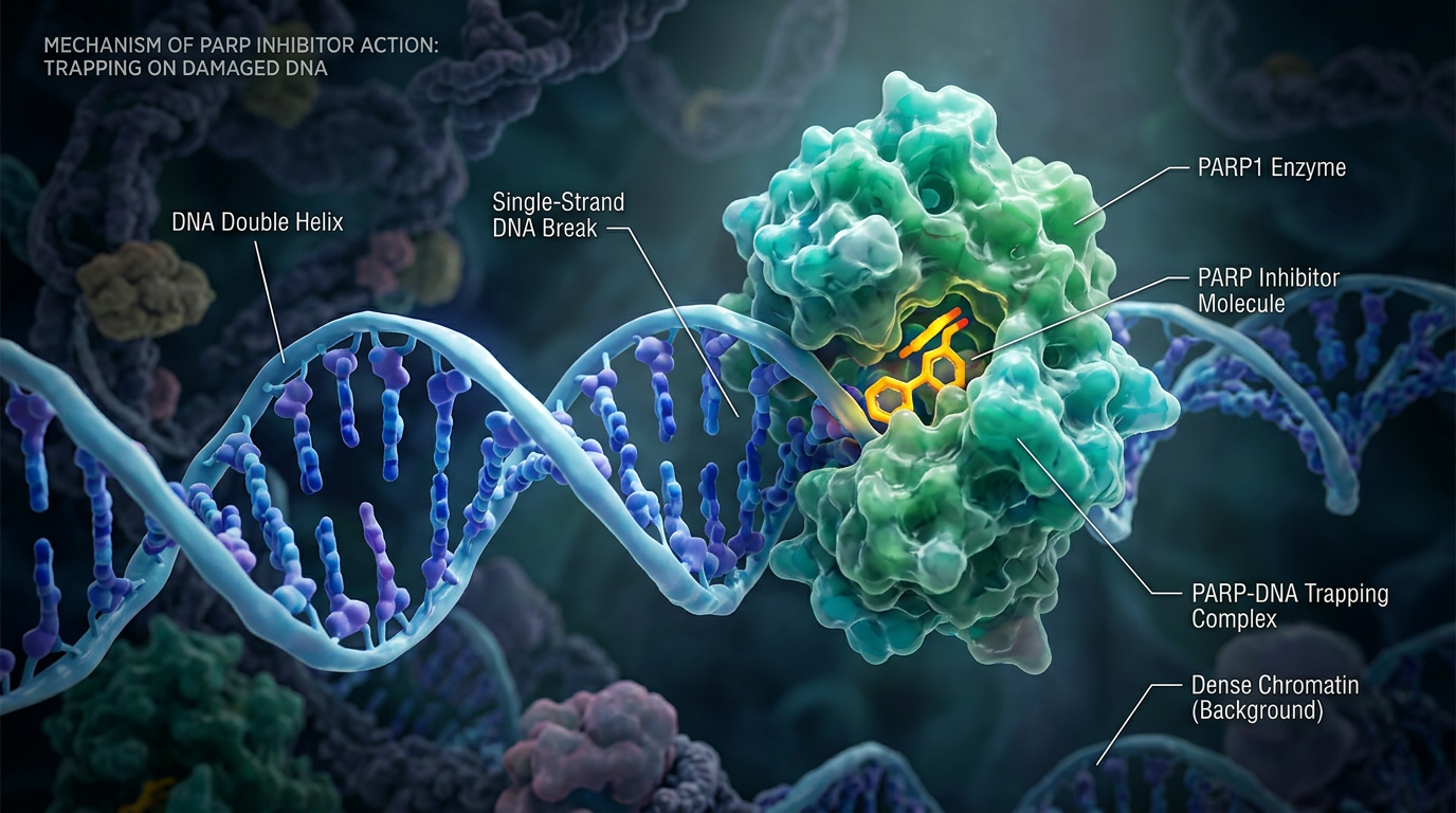 PARP inhibitörleri, belirli mutasyonlara sahip kanser hücrelerinde DNA onarımını engelleyerek çalışır.