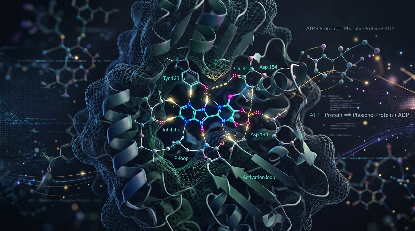 Dördüncü nesil kinaz inhibitörünün detaylı yapısal modeli.