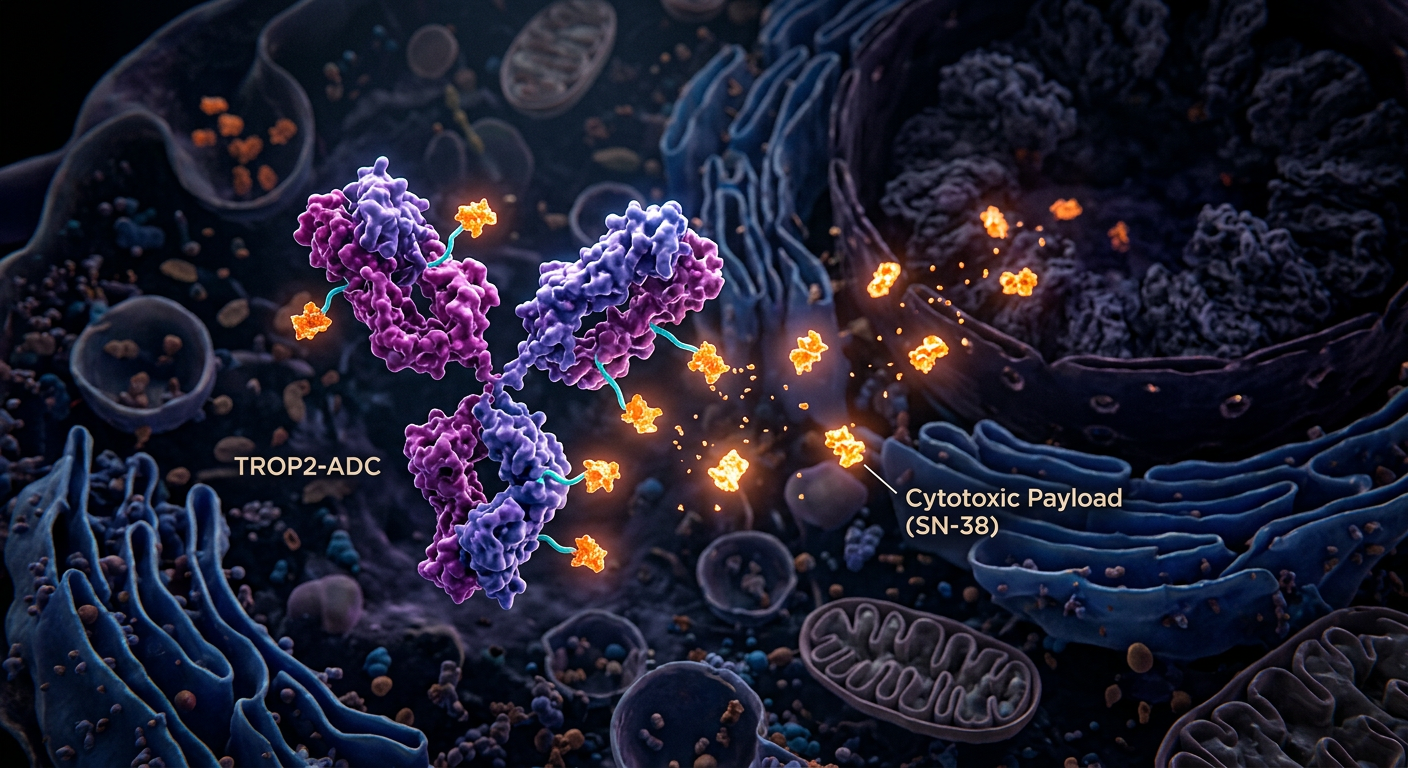 TROP2 hedefli ADC tedavisinin moleküler mekanizması.
