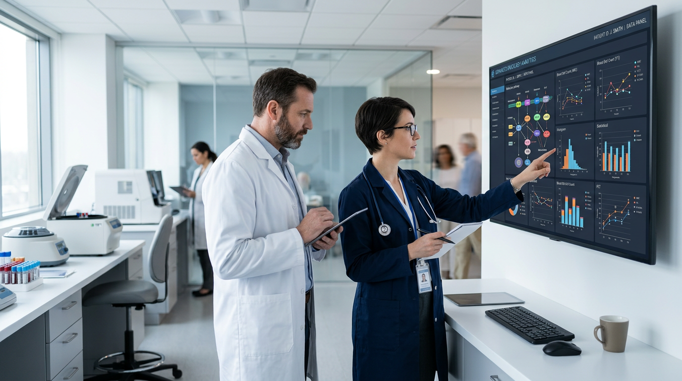 Modern hematoloji onkoloji kliniklerinde veriye dayalı klinik karar süreci.
