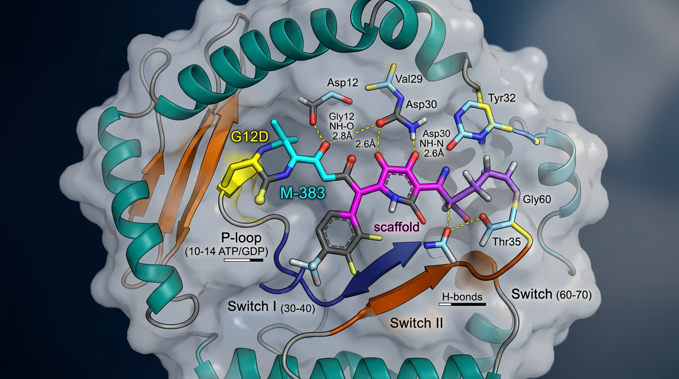 Tri-kompleks RAS inhibitörünün etki mekanizmasının moleküler görselleştirmesi.