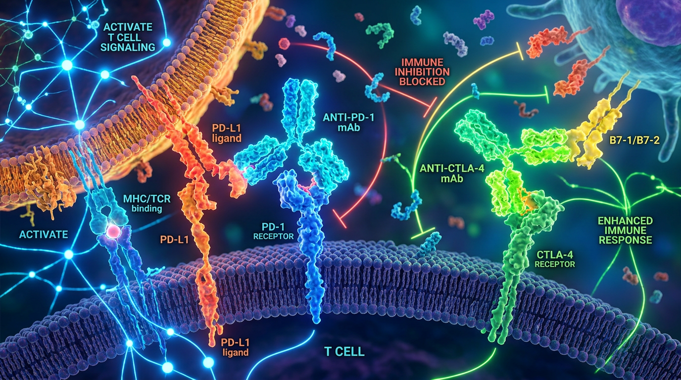 Nivolumab ve ipilimumab etkileşiminin moleküler mekanizması.