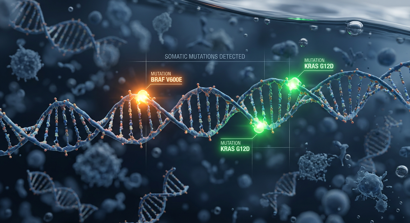 MRD tespiti için yapılan ctDNA analizinin moleküler görselleştirmesi.