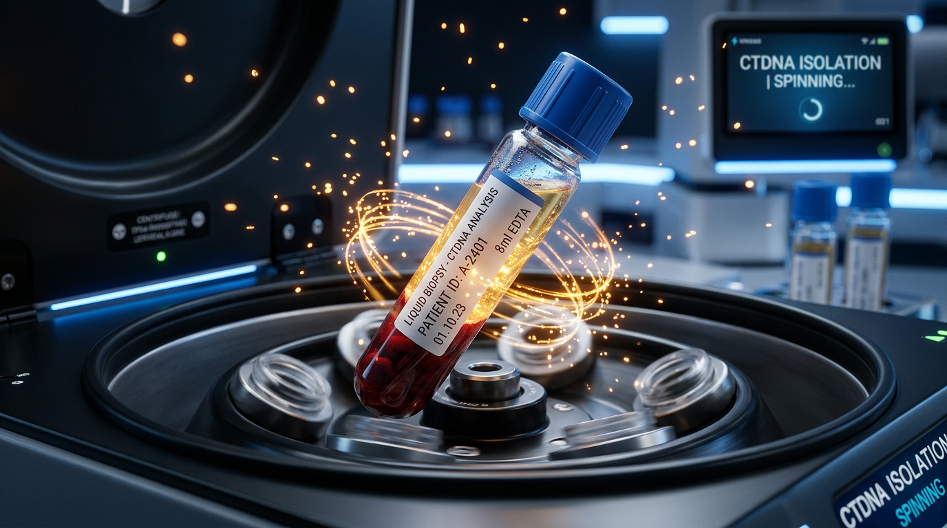 Dolaşımdaki tümör DNA'sını görselleştiren sıvı biyopsi teknolojisi.
