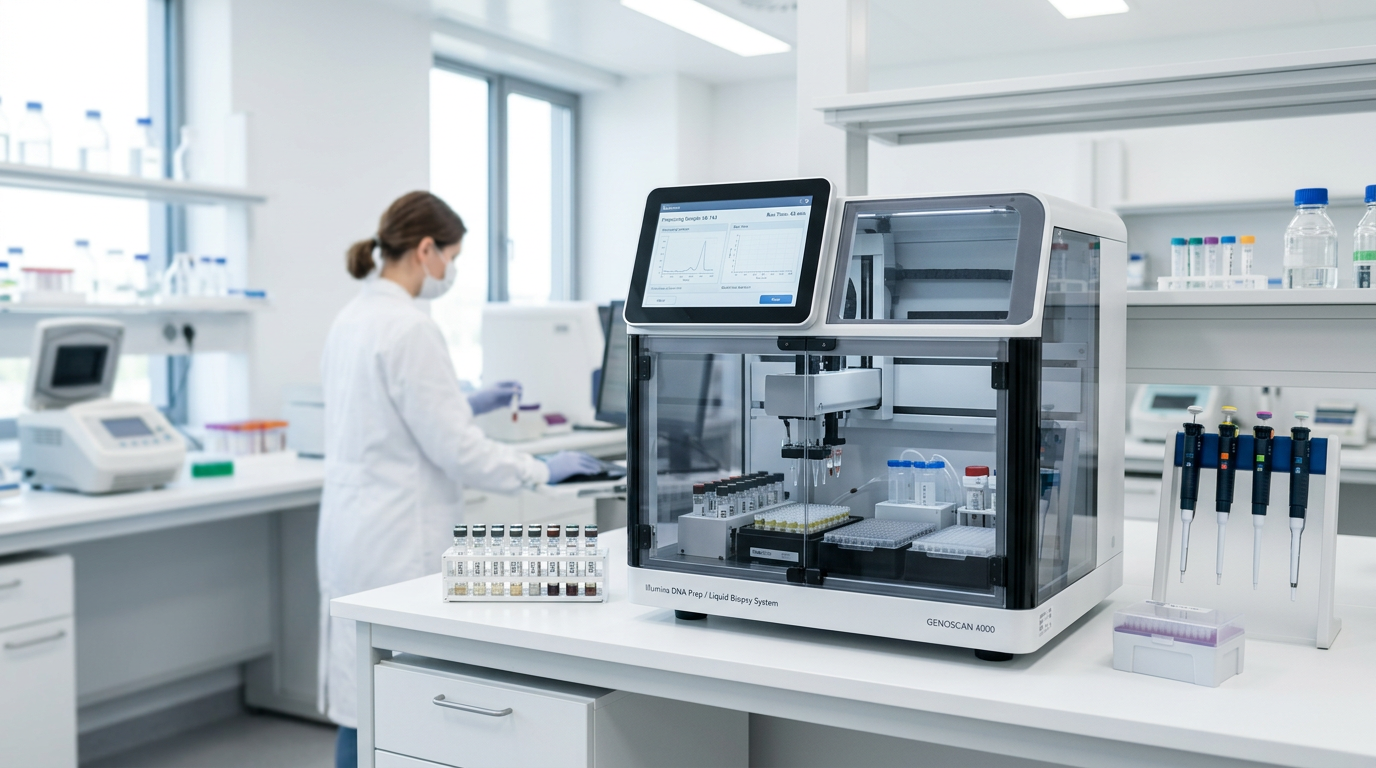 Klinik ortamlarda ctDNA analizi için kullanılan laboratuvar ekipmanları.