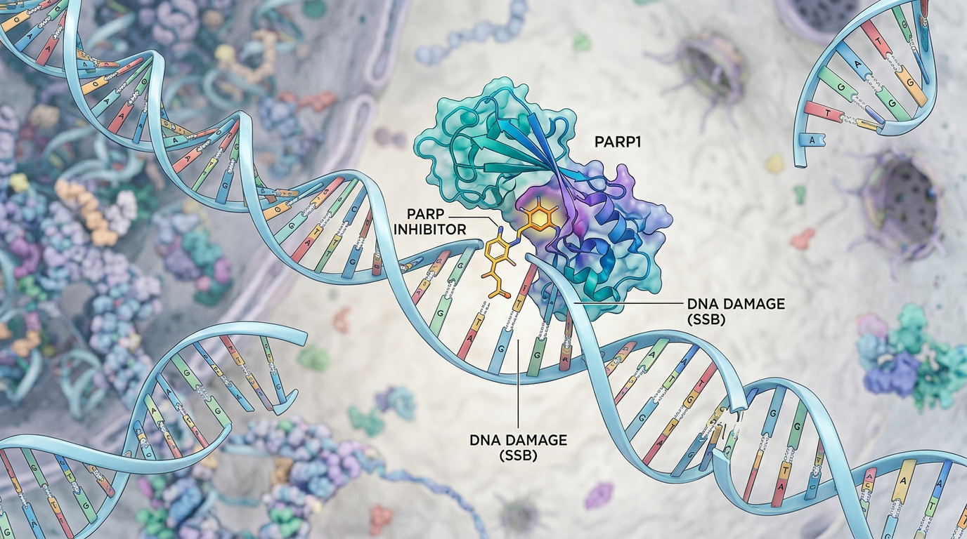 PARP inhibitörleri, kanser hücresi büyümesini durdurmak için DNA onarım mekanizmalarını hedef alır.
