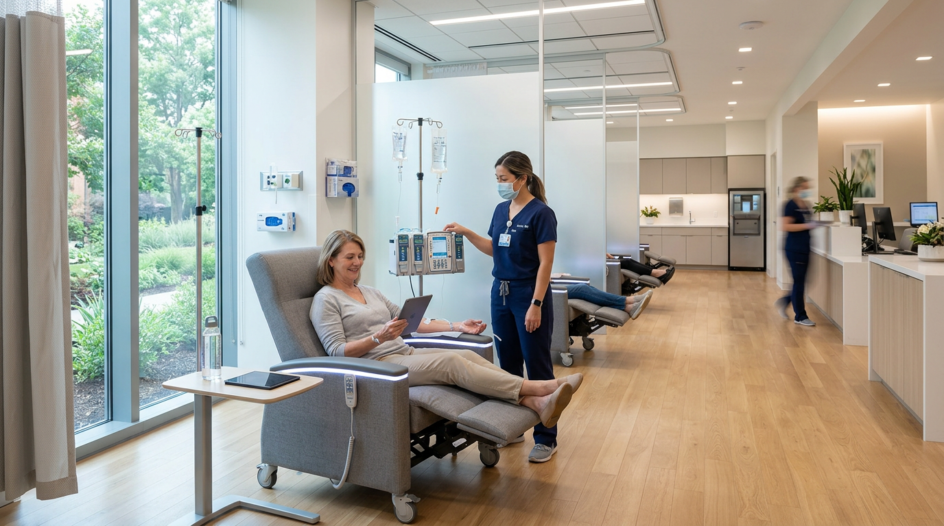 Hasta konforu ve güvenliği için tasarlanmış profesyonel klinik infüzyon ünitesi.