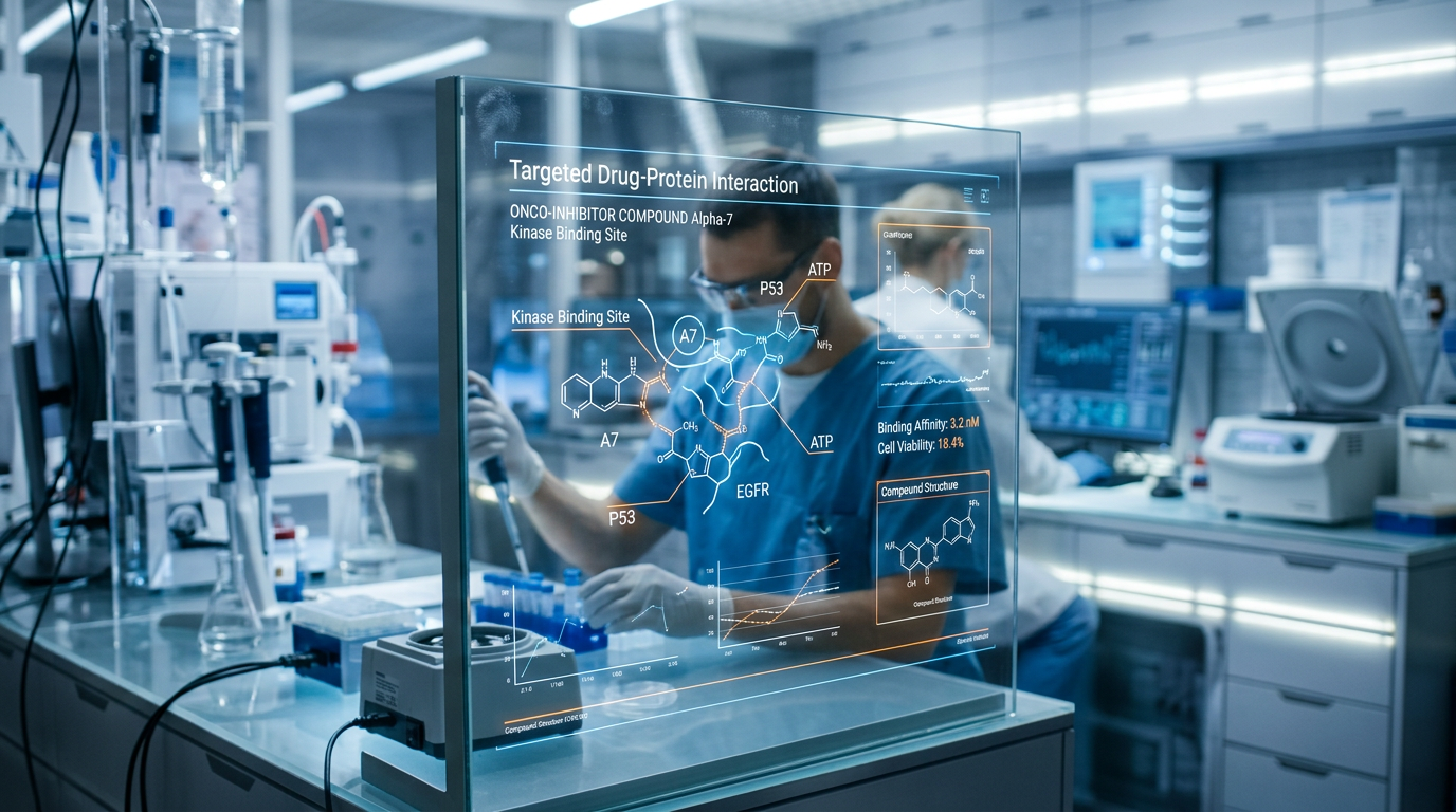 Hassas tıp araştırmaları ve klinik analiz için modern onkoloji laboratuvarı ortamı.