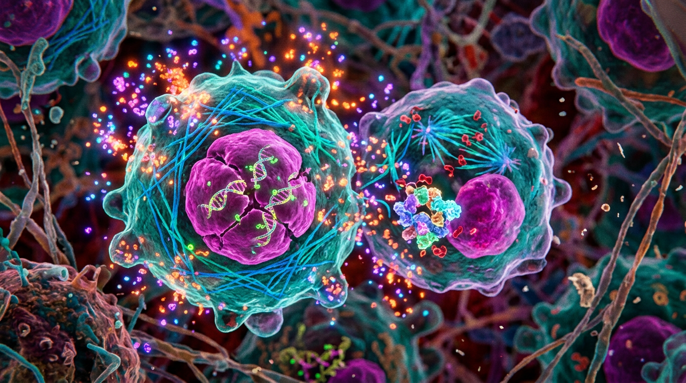 Hücresel DNA hasarını hedefleyen moleküler kemoterapi mekanizmasının görselleştirilmesi.