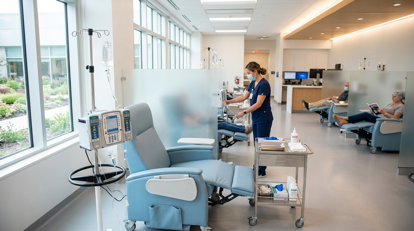 Hedefe yönelik kanser tedavisi için gelişmiş klinik infüzyon ünitesi.