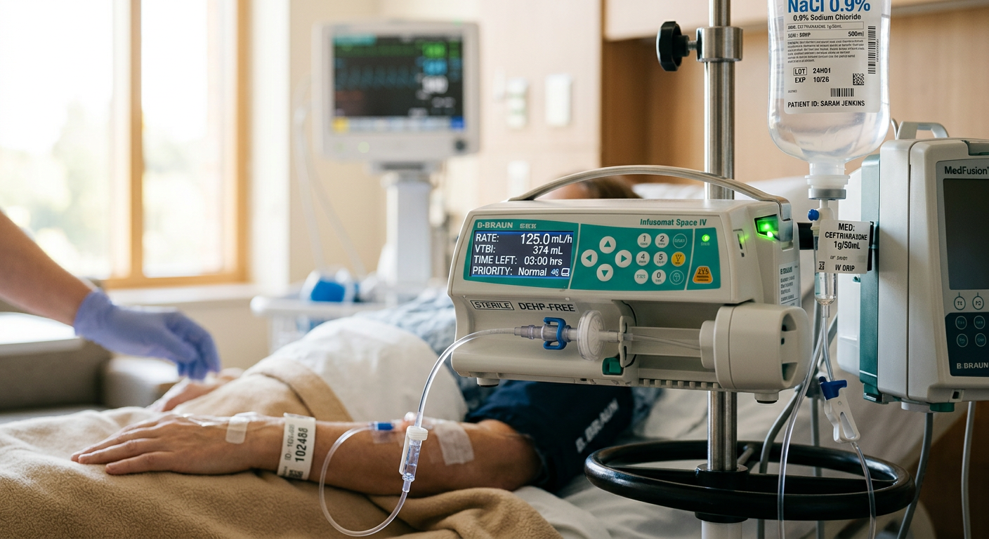 Hassas ADC tedavisi uygulaması için ileri klinik infüzyon kurulumu.