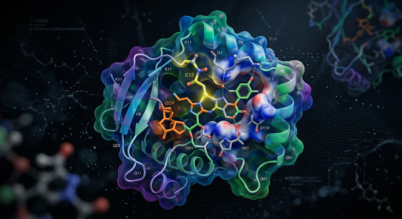 Yeni nesil KRAS G12C inhibitörlerinin hedef proteine bağlanmasının moleküler görselleştirmesi.