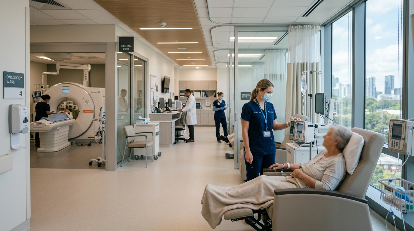 Klinik çalışmaların yürütüldüğü modern onkoloji ortamı.