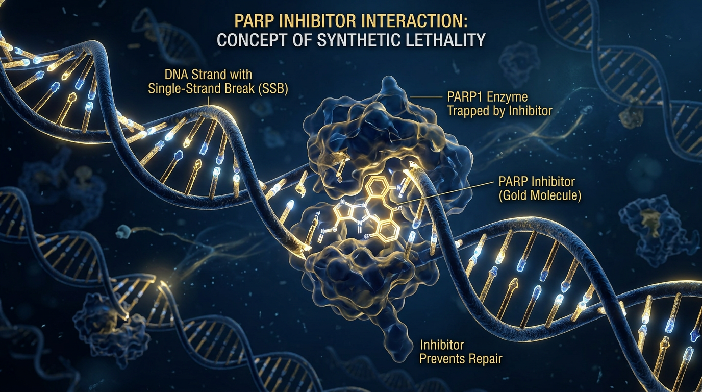 DNA iplikçikleri üzerinde etki eden PARP inhibitörlerinin moleküler görselleştirmesi.
