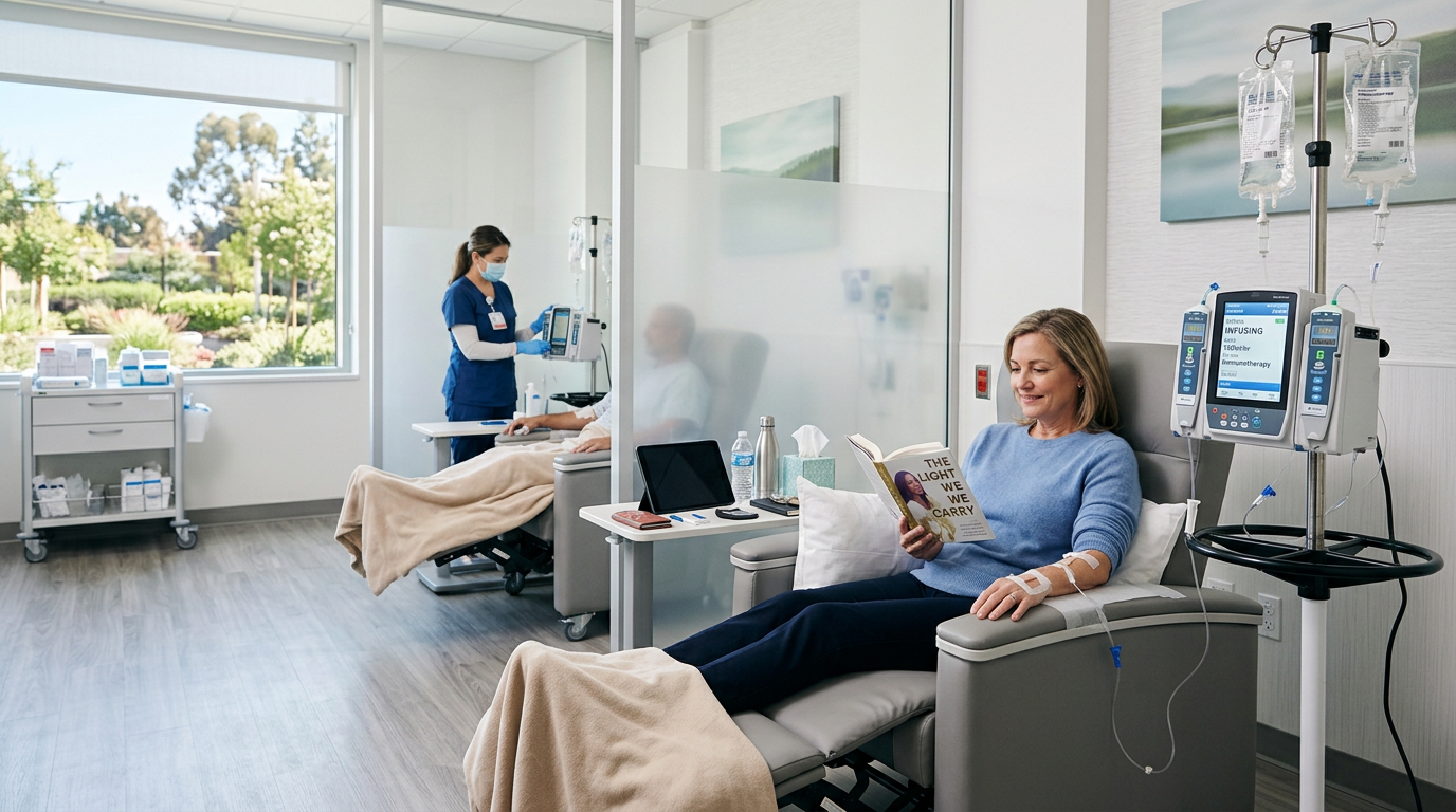 İleri düzey immünoterapi uygulamaları için tasarlanmış klinik infüzyon odası.