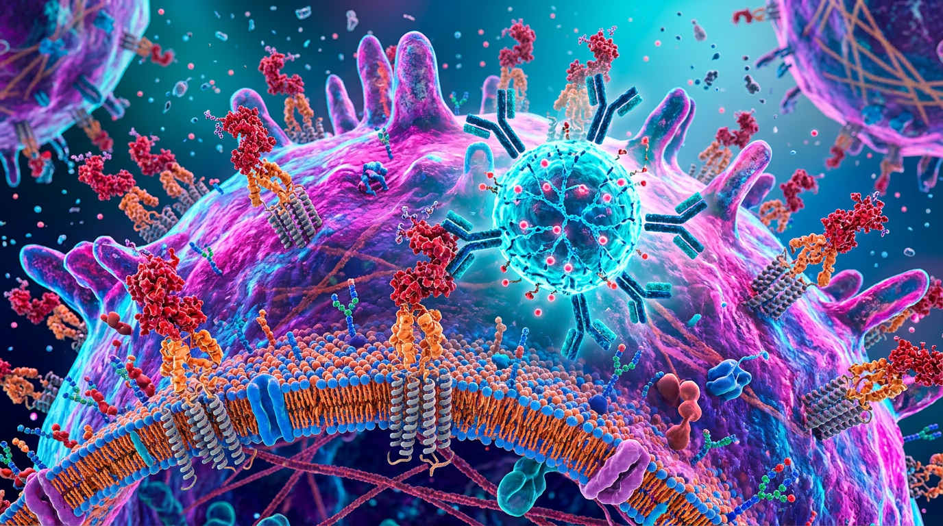 TROP2 protein hedefli tedavinin mikroskobik görünümü.