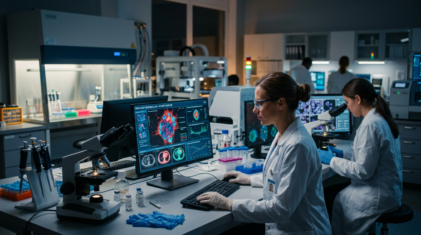 İleri miyelom araştırmaları için modern klinik ortamı.