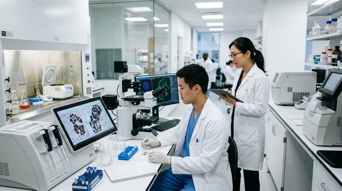Klinik araştırmaların yürütüldüğü onkoloji laboratuvarı.