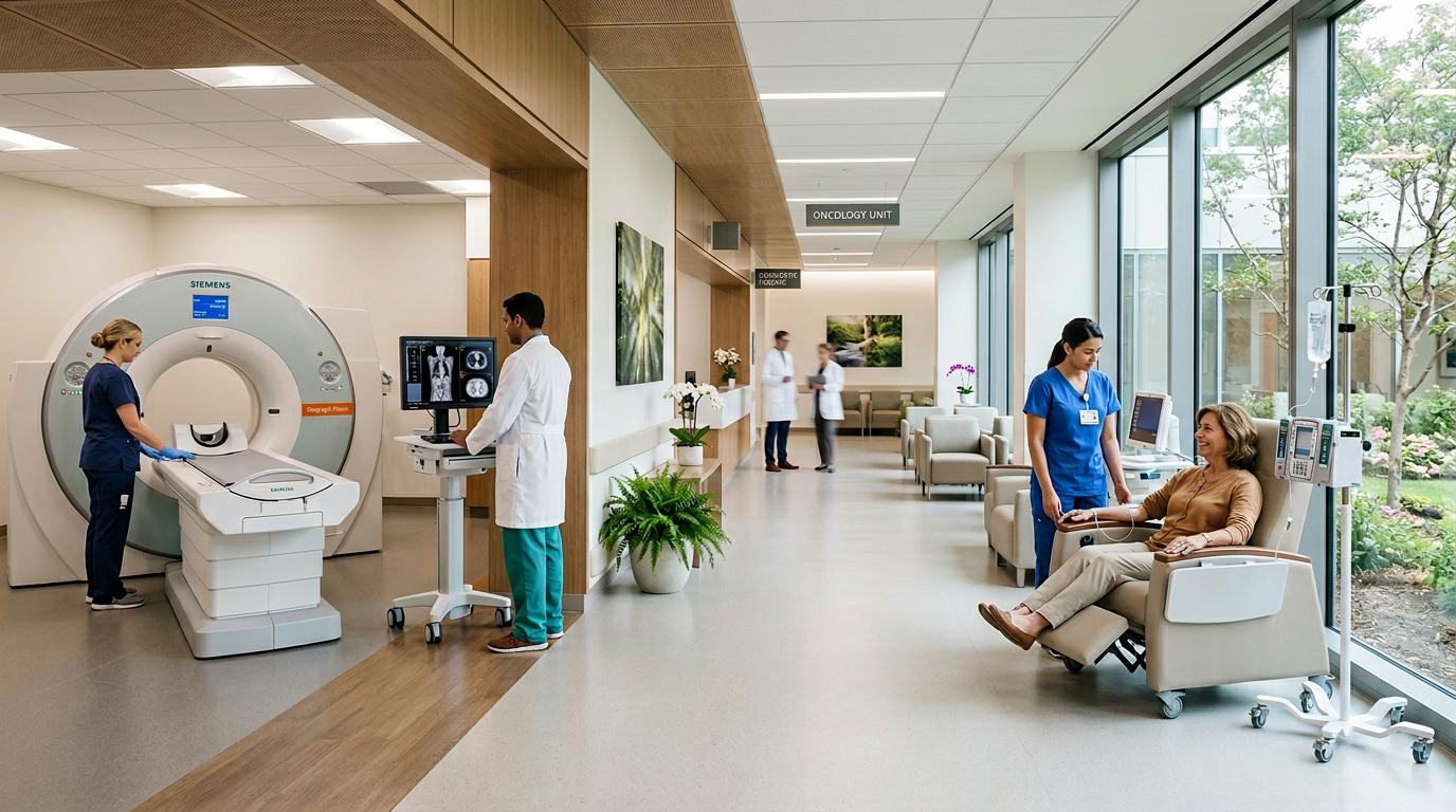 İleri onkoloji tedavisi ve hasta takibi için modern klinik ortamı.