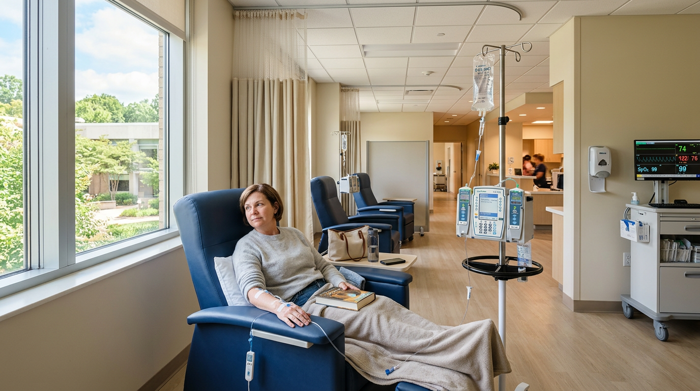 Hasta odaklı immünoterapi uygulaması için tasarlanmış klinik infüzyon ünitesi.