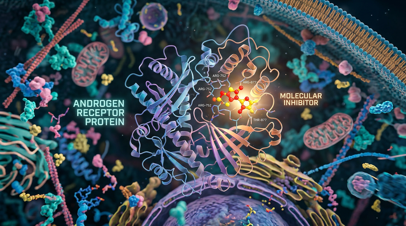Hücresel sinyalleri bloke eden bir androjen reseptör inhibitörünün moleküler görselleştirmesi.
